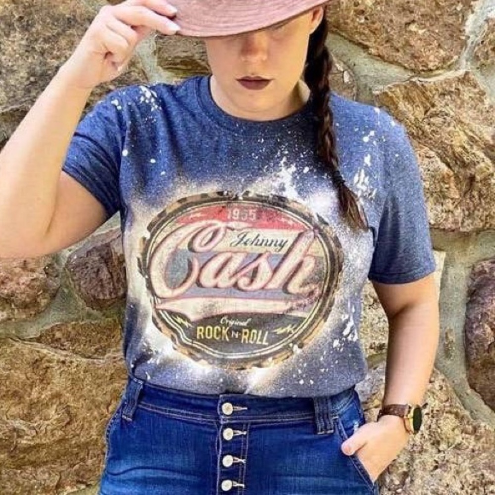 🆕 Johnny Cash Bleached Graphic Tee